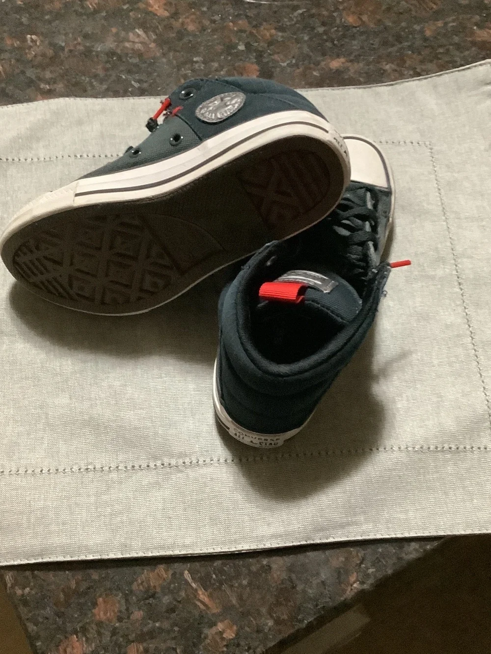 Converse Kids Black Canvas High-Top Sneakers with Red Accents